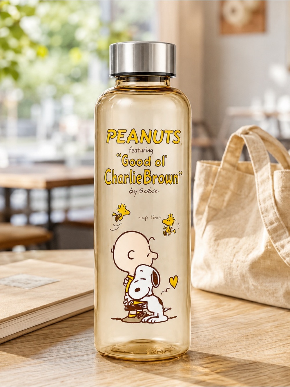 Snoopy 500ml Time Marker Water Bottle -Stainless Steel Lid – Imported from Japan